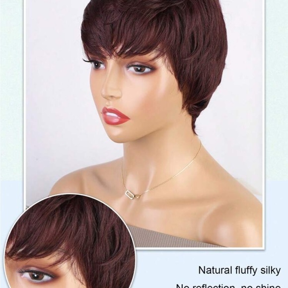 Short Burgundy Wig for Women - Picture 4 of 7